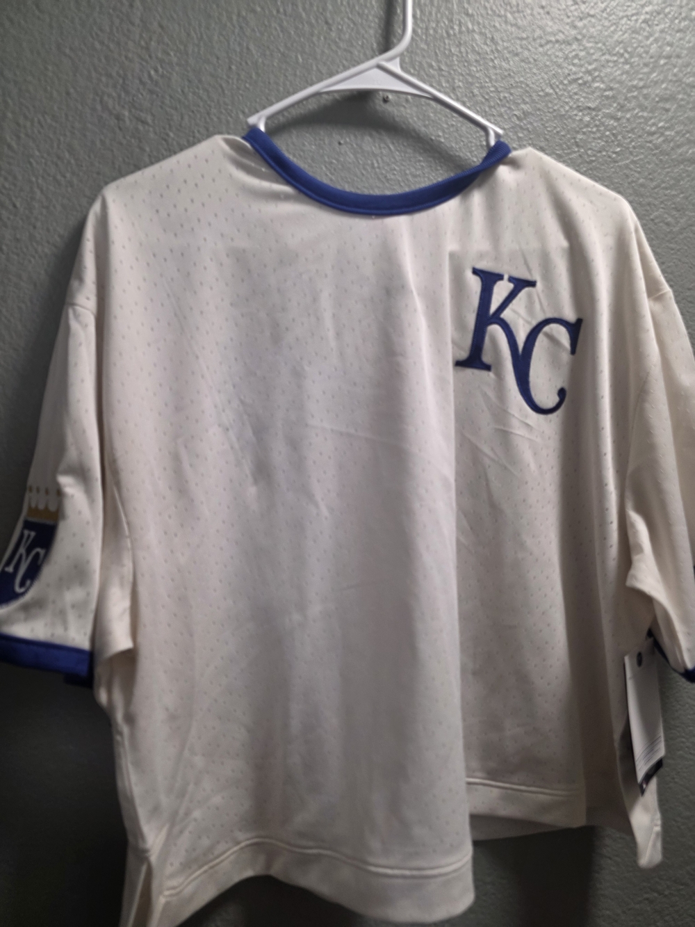 Champion Cream Baseball Jersey with Blue KC  Embroided Logo